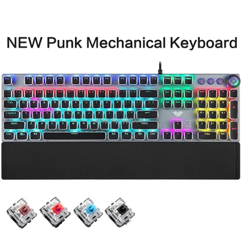 

LSKDZ Steampunk Gaming Mechanical Keyboard Metal Panel Round Retro Keycap Backlit Wired Computer Peripherals for Desktop Laptop
