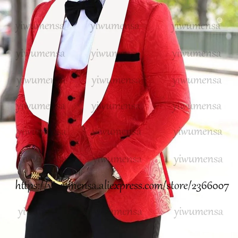 Formal Wedding Suits For Men Slim Fit Grooms Tuxedo Notched Lapel Jacket+Vest+Pants 3 Pieces Business Party Blazer Masculino