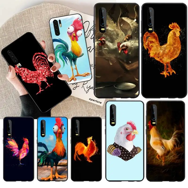 NBDRUICAI куриный петух ТПУ Черный чехол для телефона корпус Huawei P30 P20 Mate 20 Pro Lite Smart Y9