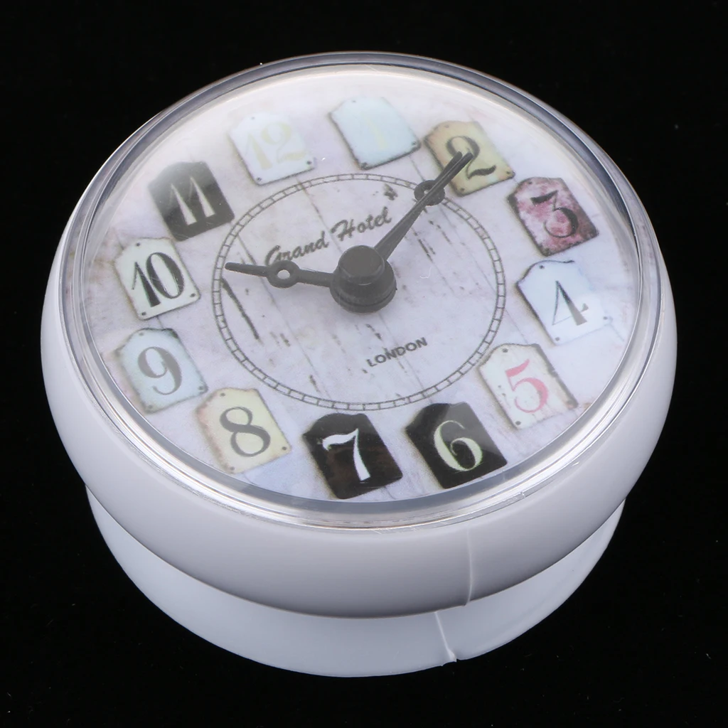 European Style Small Waterproof Round Clock for Bathroom Suction Up Mirror Window Clock, Pink/ White