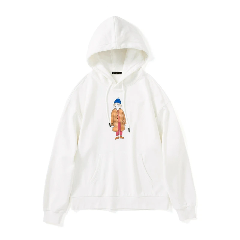 white SEMIR осенние свободные толстовки мужские новые худи с круглым вырезом Забавный принт с капюшоном Студенческая Повседневная Верхняя одежда - Цвет: white