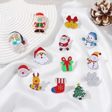 

15 Christmas Series Enamel Lapel Pin Santa Deer Scarf Brooch Badge Backpack Clothes Accessories Jewelry Gift For Kids Wholesale
