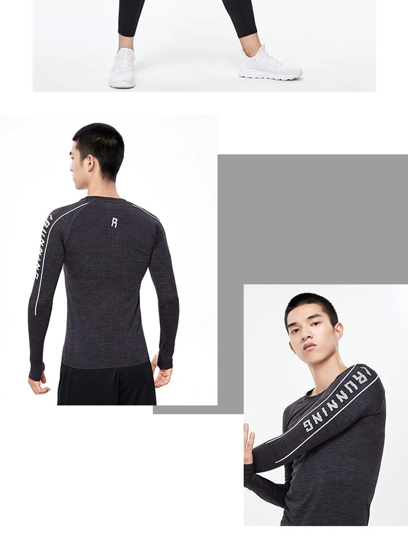 Li-Ning мужские беговые серии базовый слой плотно прилегающие нейлон полиэстер спандекс подкладка спортивные футболки с длинным рукавом AUDP057 MTL1050