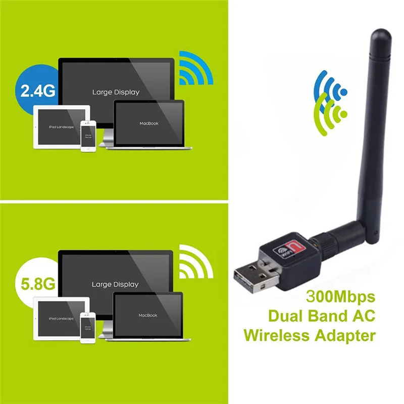 150 Мбит/с мини USB Wifi адаптер двухдиапазонный 2 4/5 ГГц с антенной 802.11AC