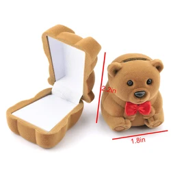 Elegant Velvet Jewelry Box for Rings, Earrings, Necklaces, and Bracelets - Luxurious Display and Gift Holder (Bear-brown)