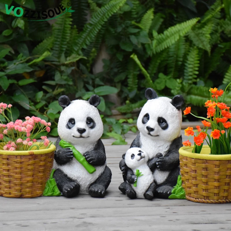 VORCOOL Panda Flower Pot Animal Shaped Succulent Planter Pot Desktop Resin Pot for Garden Balcony