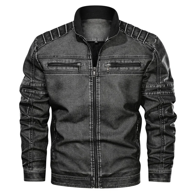 4XL 5XL мужские Куртки из искусственной кожи Байкерский стиль винтажные куртки на