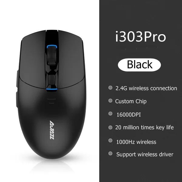 Черный Новая Ajazz i303 Pro легкая беспроводная мышь с подсветкой 2,4 Ghz с заказным чипом, универсальная настольная мышь для ноутбука - Цвет: Черный
