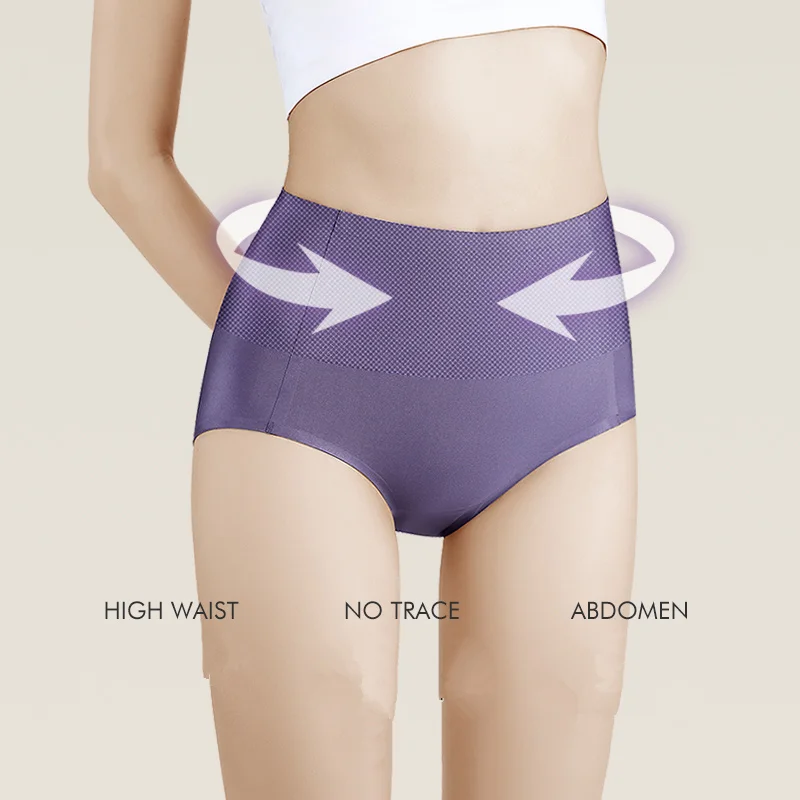 

2021 Women's New body shaping high waist traceless women's underwear Elastic ice silk Soft Ladies briefs