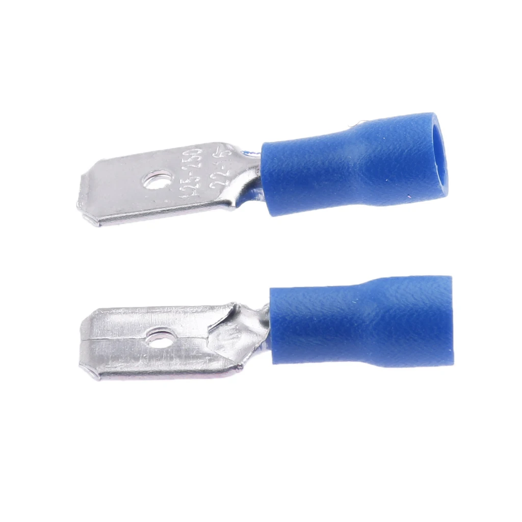 100 Pieces Male Female Insulated Wire Spade Terminal Crimp Connector Blue