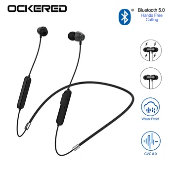 

5.0 Bluetooth Earphone Sports Neckband Magnetic Wireless earphones Stereo Earbuds Music Metal Headphones With Mic For All Phones
