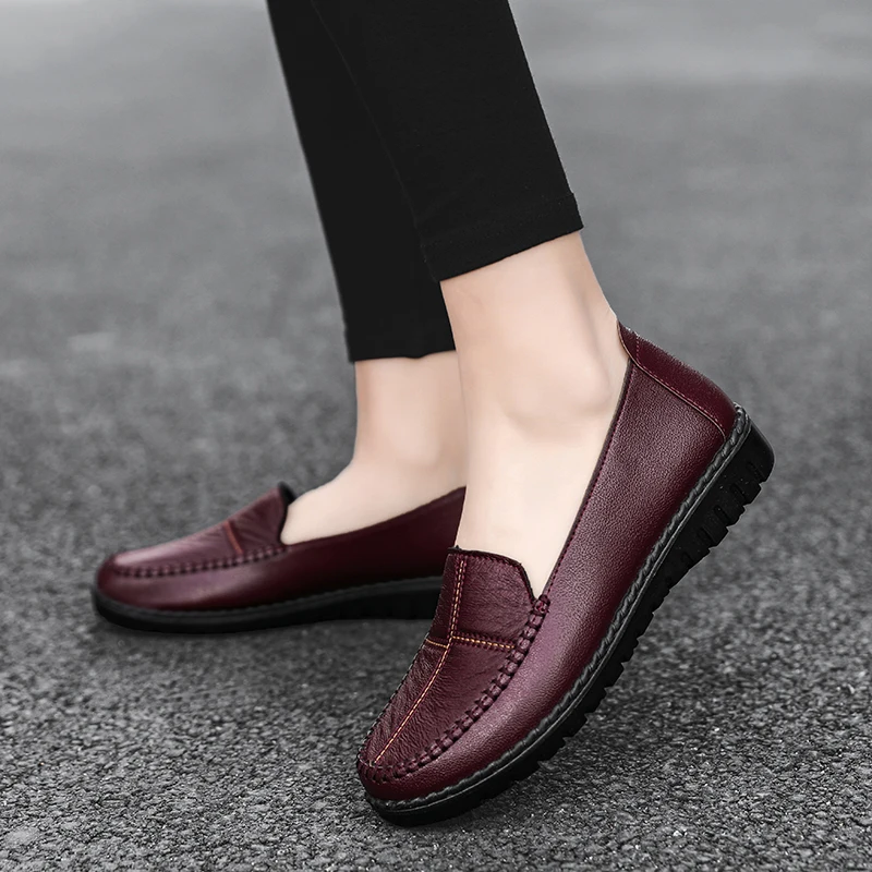 Summer Women Casual Shoes Leather Designer Women Sneakers Slip-on Ladies Loafers Shoes Lightweight Mom's Moccasins Zapatos Mujer animal print slingbacks	