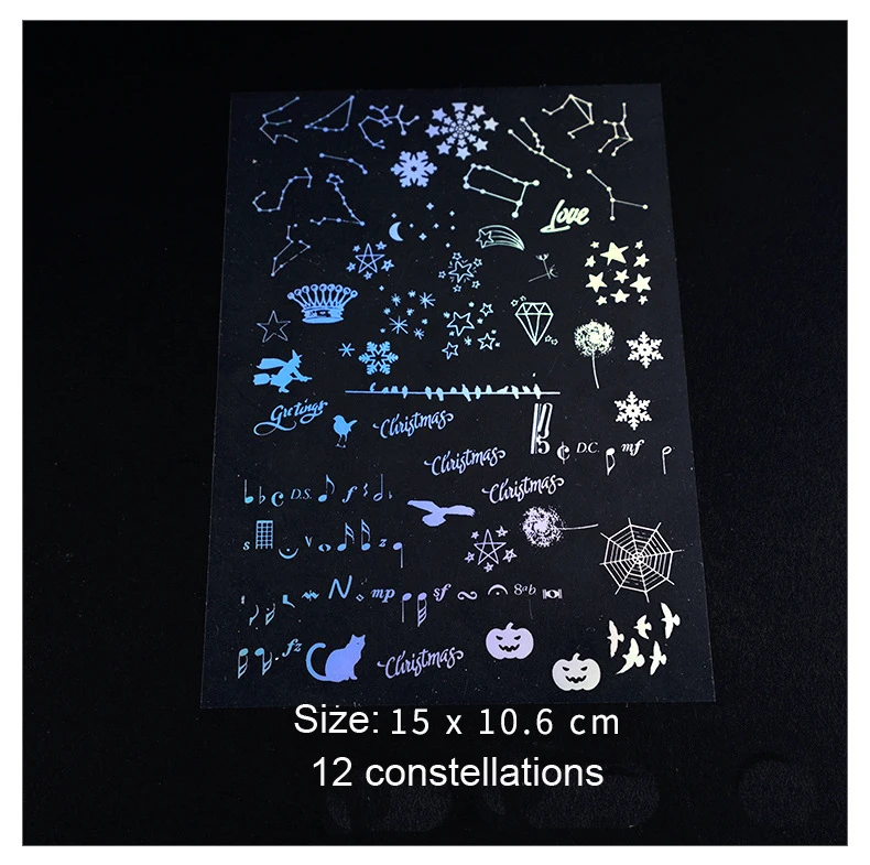 12 constellations 4 шт Прозрачный декор Материал Смола Лазерная пленка DIY ремесло ногтей ручной работы Голографическая фольга Смола ювелирные изделия материал прозрачная бумага - Цвет: 12 constellations