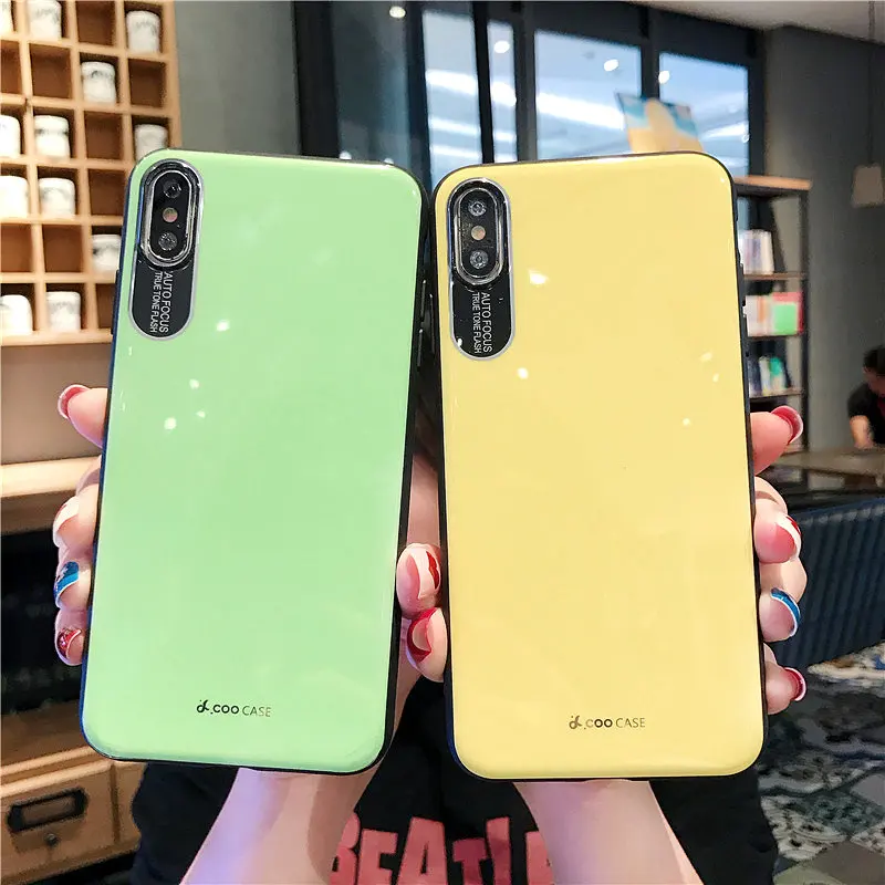 

Electroplated baked porcelain shell all-inclusive anti-fall candy color phone case for iphone XS Max XS XR X 6 6S 7 8Plus Cover