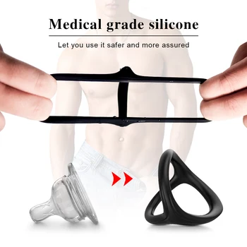 Newest Penis Ring Men's Masturbator Cock Rings Couple Lover Toys For Sex Men Time Delay Ejaculation Soft Silicone Sexy Dual Ring 3