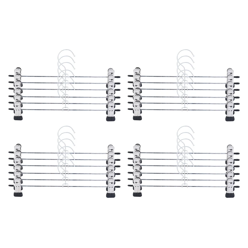 24 PCS Skirt Hangers with Clips, Pants Hanger Metal Pant Hangers Space