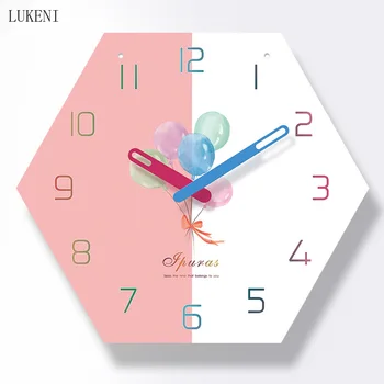 

Simple cute balloon Hexagonal 14-inch lanyard wall clock home decor wall decor