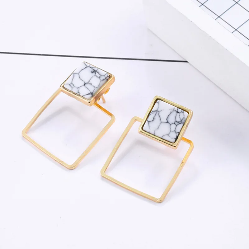 

Pendientes Brincos Earings New European And American Exaggerated Marble Matte Earrings Geometric Simple Factory Direct Selling
