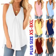 

HAOOHU Crop Top Women's Shirts For Summer 2021 8 Color New Summer Solid Color Loose Casual Chiffon Sleeveless Top for Women