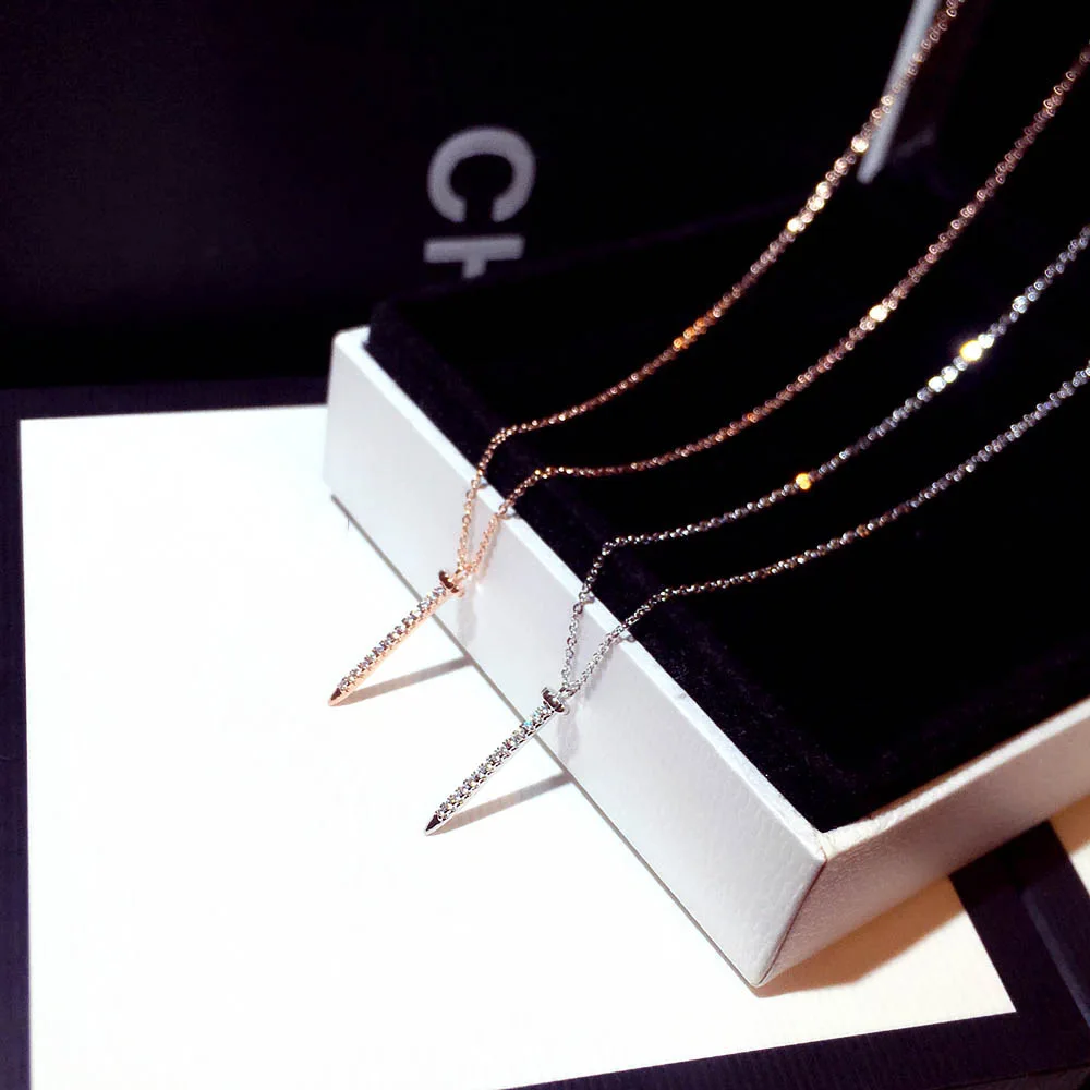 

New Fashion Japanese and Korean Trend Exquisite Nail Pendant Wild Sweater Chain Ladies Necklace Jewelry Sterling Silver 925