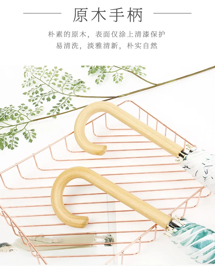 Japanese-style Hipster 8K Long Handle Literature And Art Umbrella Straight Pole Advertising Umbrella Simple Creative Wooden Umbr