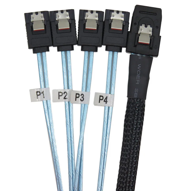 Internal Mini Sas 36Pin(Sff-8087) Male To 4X Sata 7Pin Female Fan-Out Cable, 1-Meter(3.3Feet