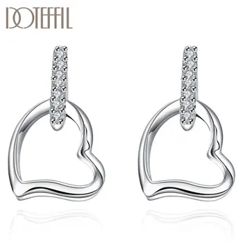 

DOTEFFIL 925 Sterling Silver Heart-Shaped AAA Zircon Earrings Charm Women Jewelry Fashion Wedding Engagement Party Gift