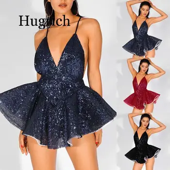 

Dress women summer Deep V nech Sequins Wrap Ruched party dress Sexy Sleeveless Nightclub Mini beach Dress robe femme vestidos
