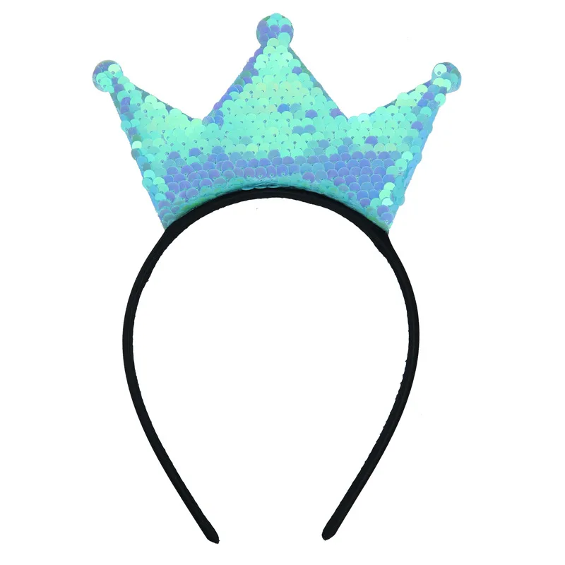 19 crown Ободки с бантом и блестками для девочек; блестящая подвеска; детский обруч для волос с блестками; Двусторонняя повязка для волос на день рождения - Цвет: 19 crown