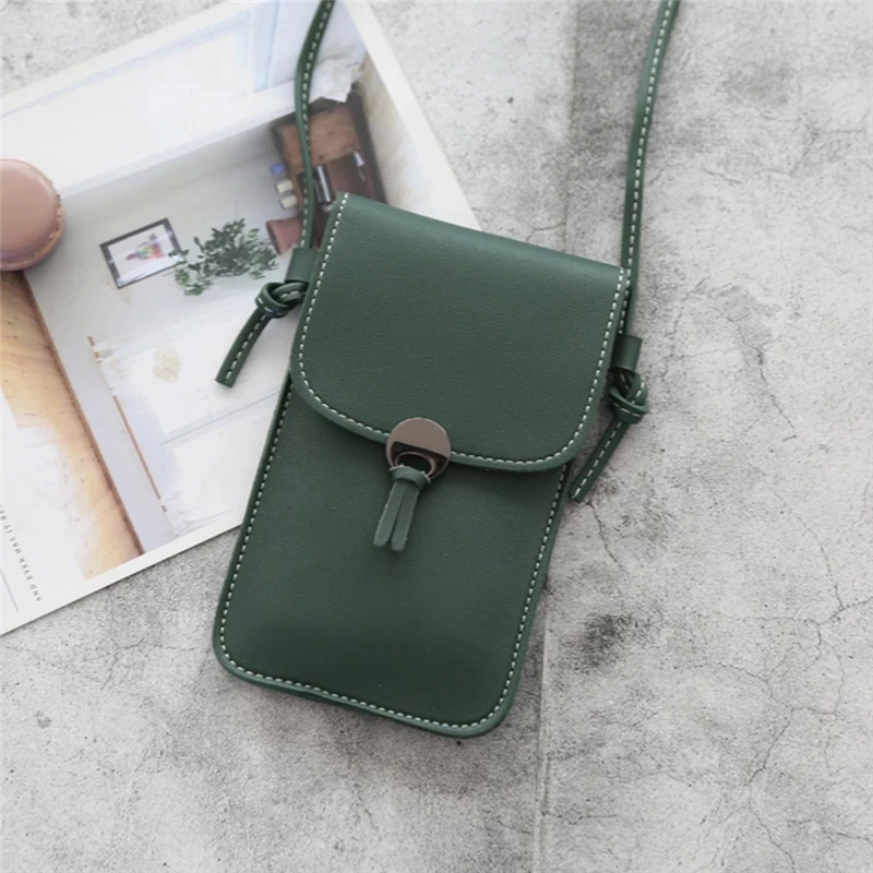 Transparent Touch Screen Retro Simple Mobile Phone Bag 2021 Women PU Chain Messenger Bags Small Flap Bag Mini Shoulder Bag