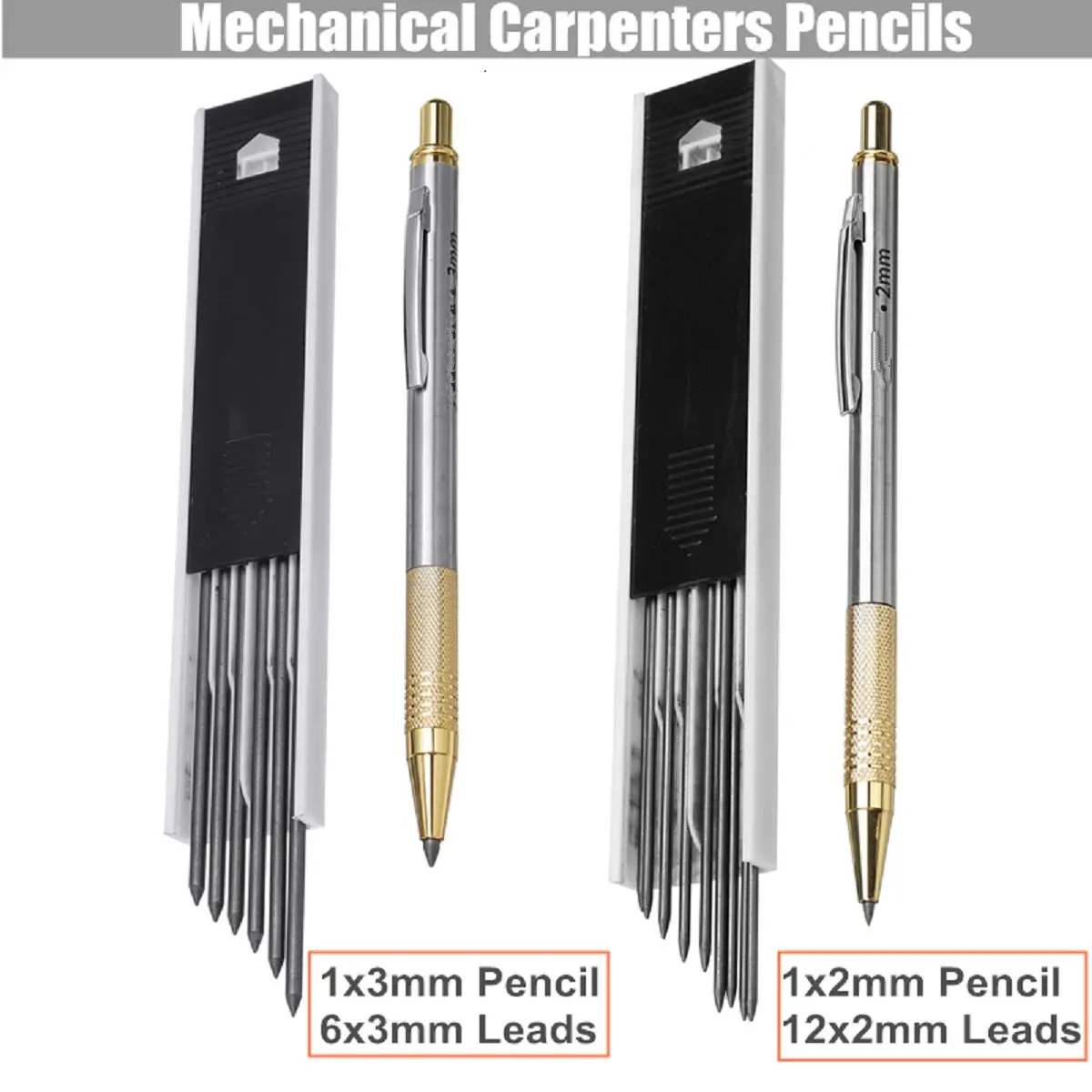Details about   3mm Leads Mechanical Carpenters Pencils Builders Clutch Pencil 6Pcs 3mm Lead 