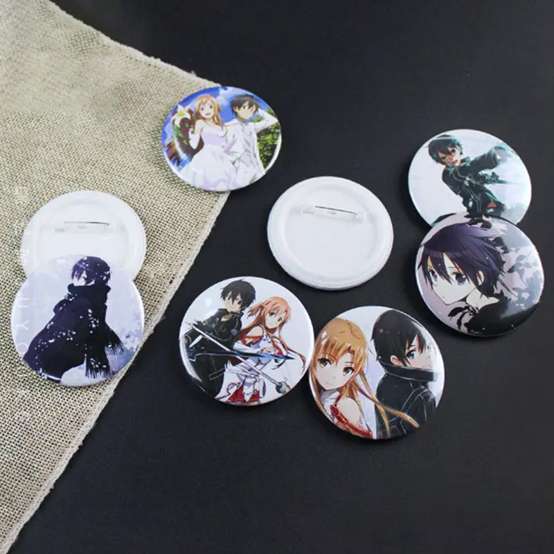 2020 New 5.8cm Anime Sword Art Online Round Tinplate Badge Cosplay Brooch Pin