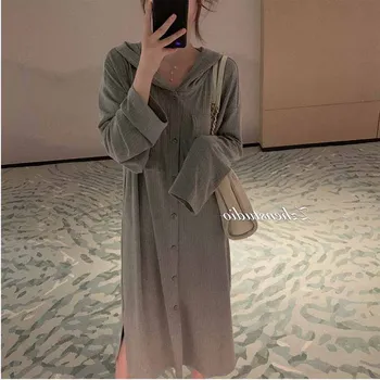 

Holiday Laziness Casual Skirt 2020 Early Autumn Summer Day Tipsy Send Romantic Casual Feel Lazy Hooded Long Skirts