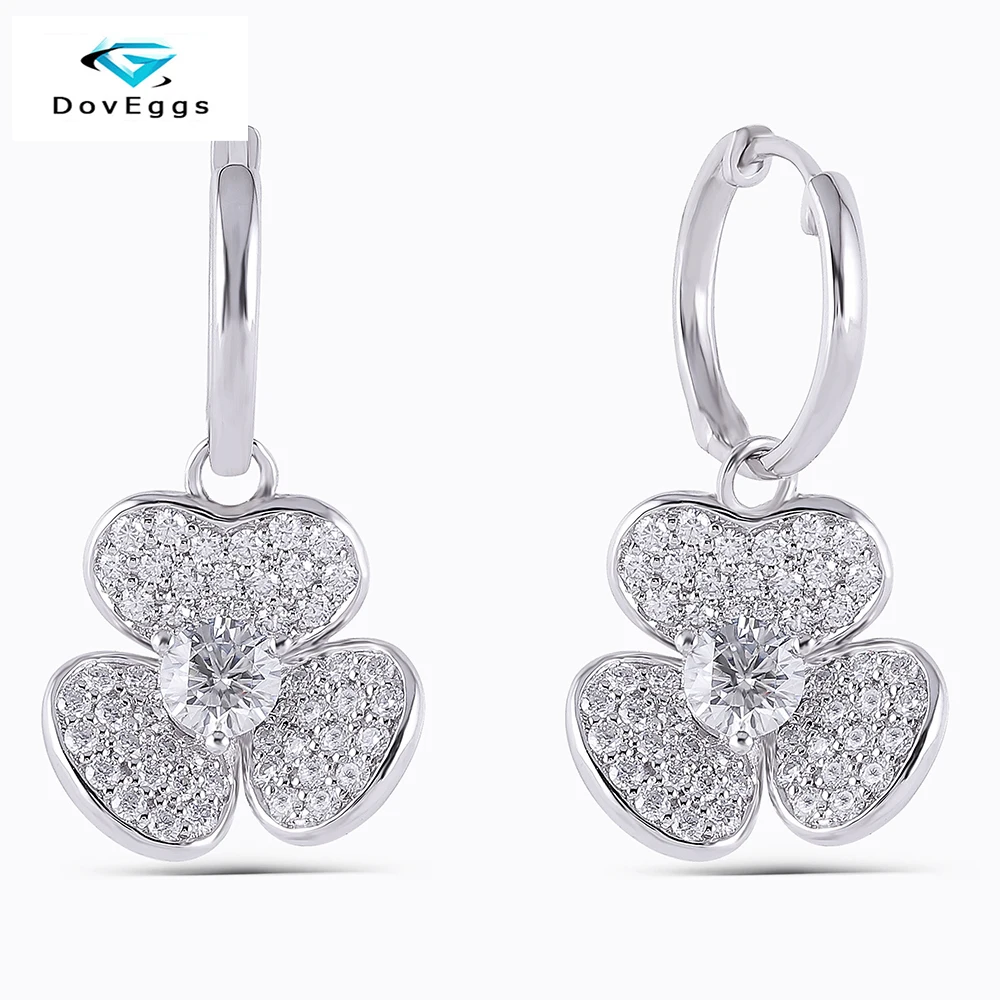 DovEggs Стерлинговое Серебро S925 центр 1ctw 5 мм цвет GH Moissanite Висячие серьги для женщин свадебные подарки на день рождения серебряные ювелирные украшения
