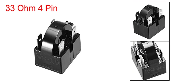 Uxcell 1 шт. 4,7-33 Ом 2-4 Pin холодильник стартер PTC реле пластик черный для различных брендов мини холодильников и охладителей
