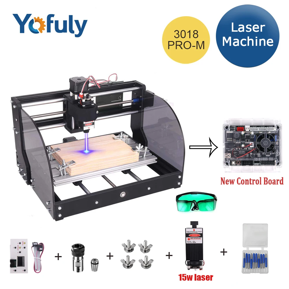 CNC 3018 Pro Max лазерный гравер GRBL DIY 3 оси PBC фрезерный лазерный гравировальный станок древесины маршрутизатор обновление 3018 pro с автономным - Цвет: 15w laser