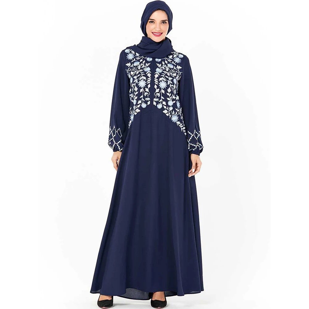 Бангладеш Дубай абаи кимоно кафтан марокканский хиджаб вечернее платье распродажа абаи халат джеллаба абаи женская мусульманская одежда - Цвет: Синий