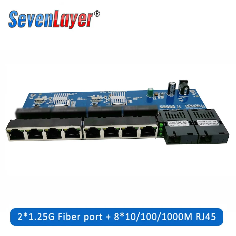 Ethernet коммутатор Gigabit 10/100/1000 м волоконно оптический медиа конвертер PCBA 8 RJ45 UTP и 2 SC