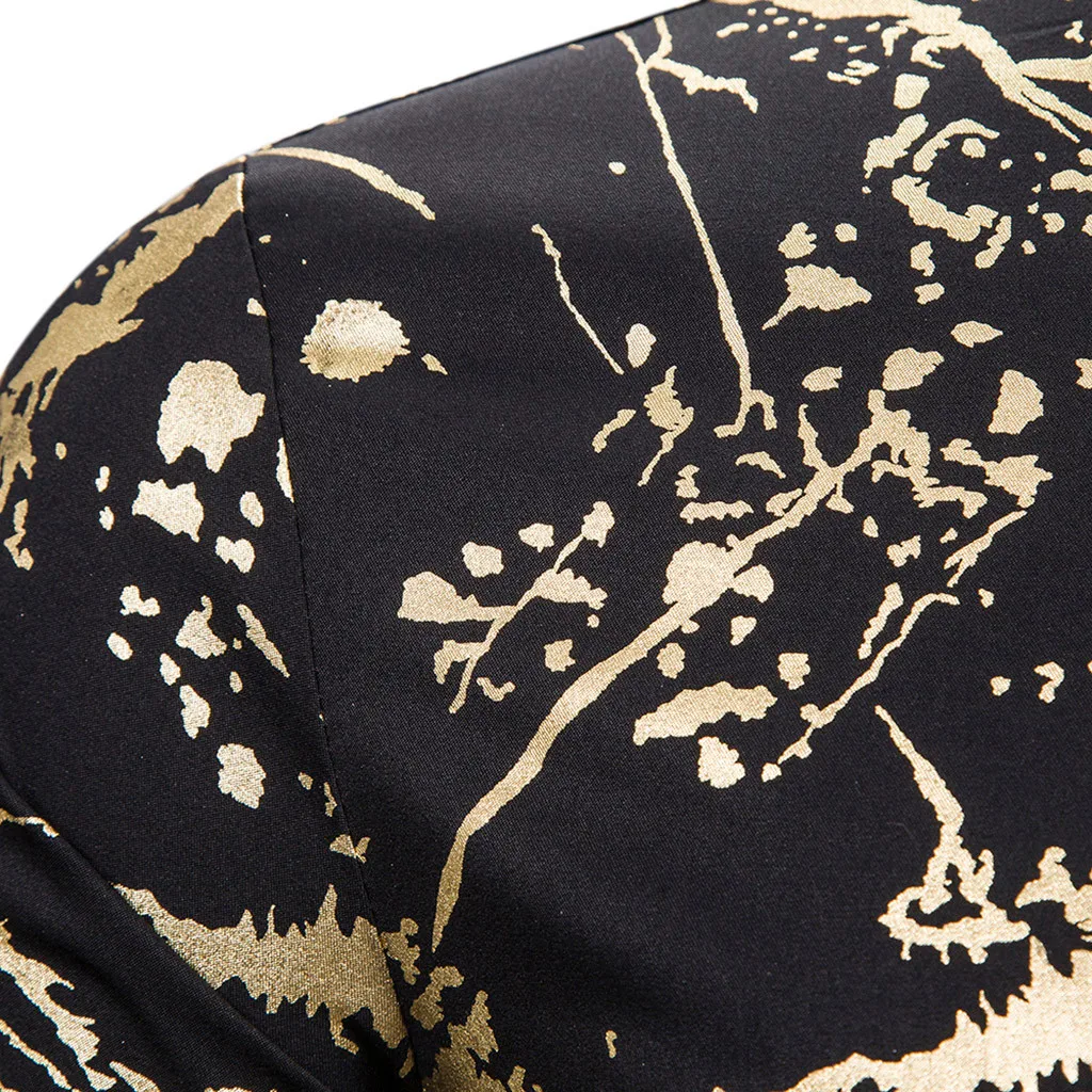 Joycosin зимняя новая мужская рубашка Повседневная модная мужская одежда с брызгами золотых чернил с длинным рукавом мужские топы облегающие рубашки