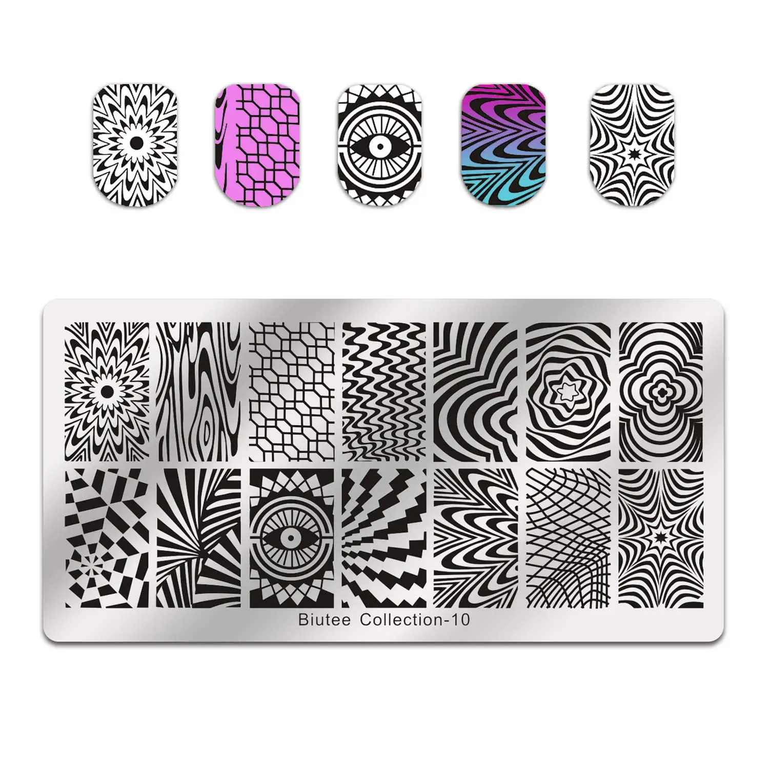 Biutee дизайн ногтей Stempel Vorlagen Stamper Schaber Kit-4 Maniküre Platten Set mit 1 Polnisch Stempel von Salon Designs