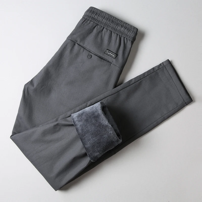Grey suede Мужские брюки зимние Бархатные Штаны-шаровары тонкие одноцветные утепленные спортивные штаны мужские теплые штаны повседневные штаны Wei - Цвет: Grey suede