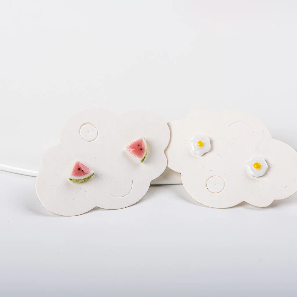 Серьги-гвоздики из керамики женские DIY ювелирные аксессуары для девочек милые