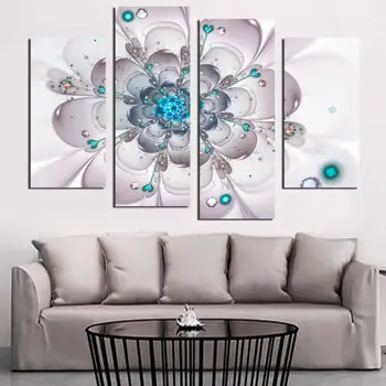 

Large Blue Flower Wall Art Canvas Painting Home Decoation Picture On The Wall Canvas Printed Oil Painting Wall Decor Unframed