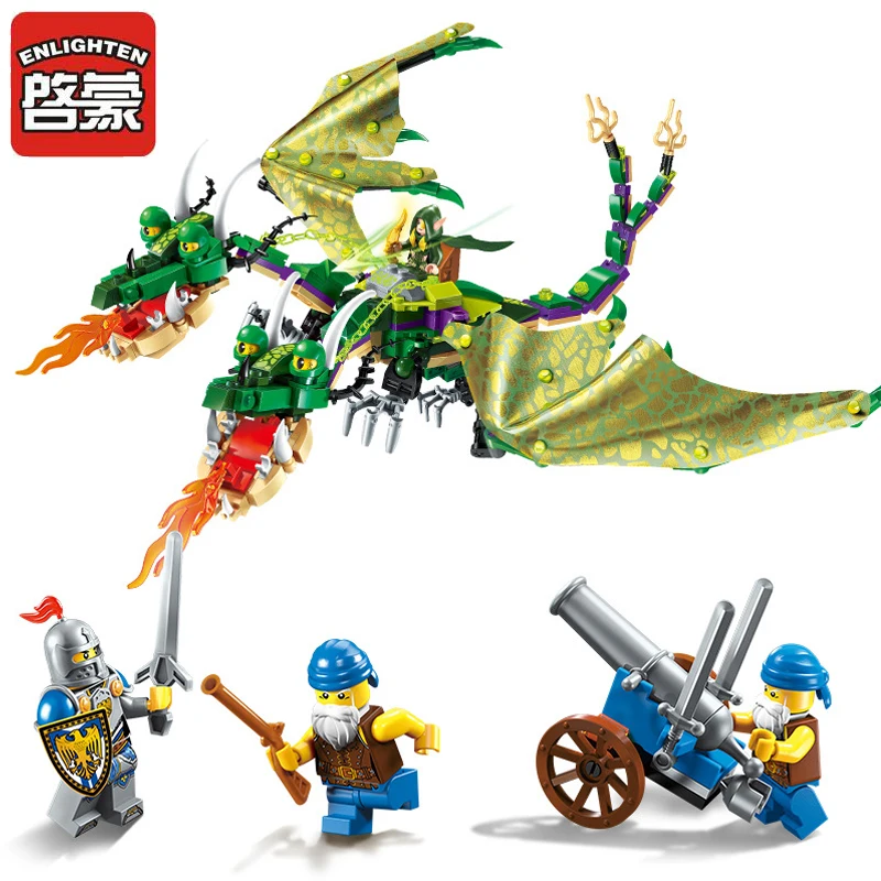 

Enlighten Building Block War of Glory Castle Knights Twin-headed Dragon Jakiro 4 Figures 486pcs Educational Bricks Toy Boy Gift