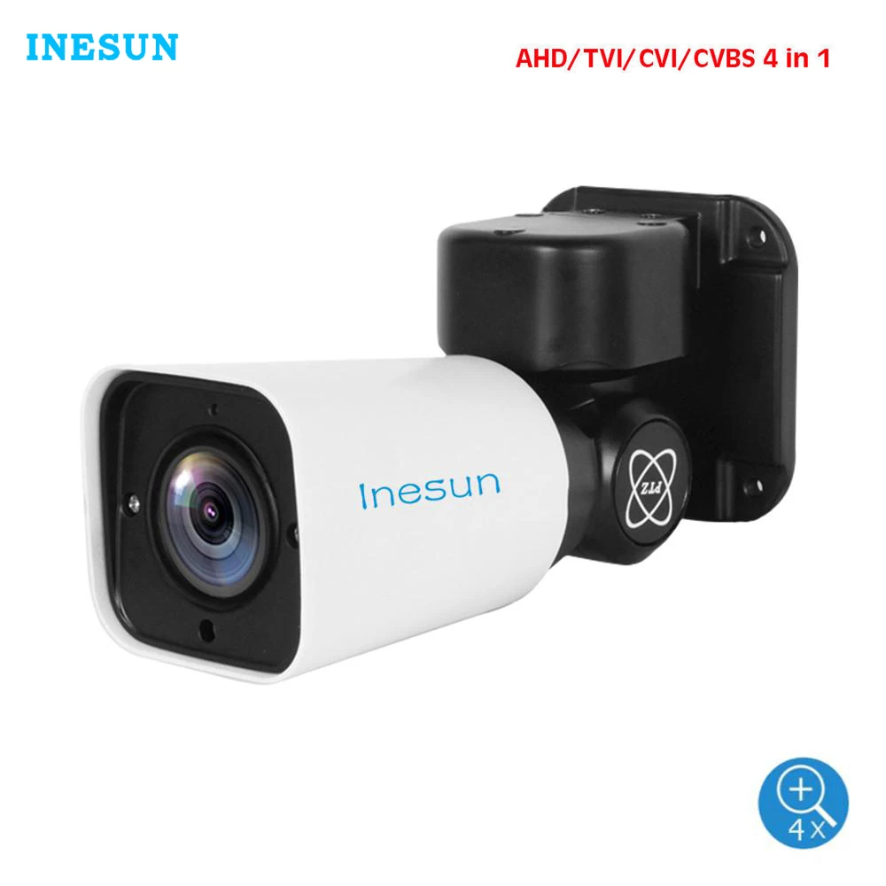 Inesun наружного видеонаблюдения Камера 5MP 4-в-1 видеорегистратор AHD TVI CVI/CVBS 4X Оптический зум PTZ Камера Водонепроницаемый Поддержка UTC 120ft ИК Ночное видение