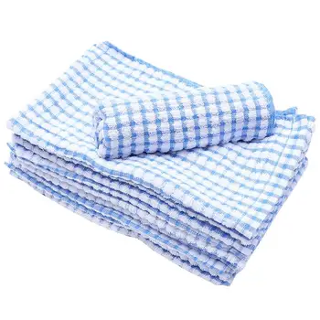 

10 Pcs Kitchen Multifunctional Plaid Towel Cleaning Cloth Cotton Towels 63x40cm