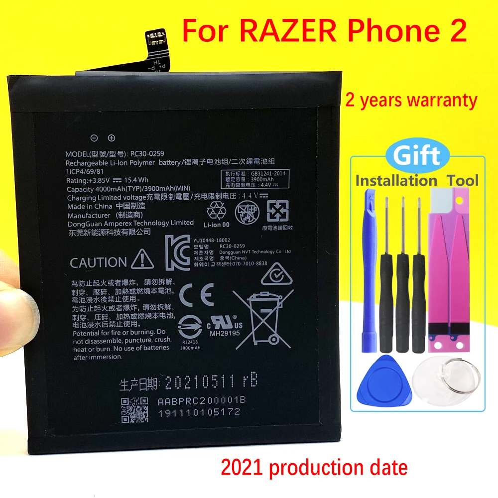 100% НОВЫЙ 4000 мА/ч Батарея для Razer телефон 2 RC30-0259 Hong Kong) предоставляется номер
