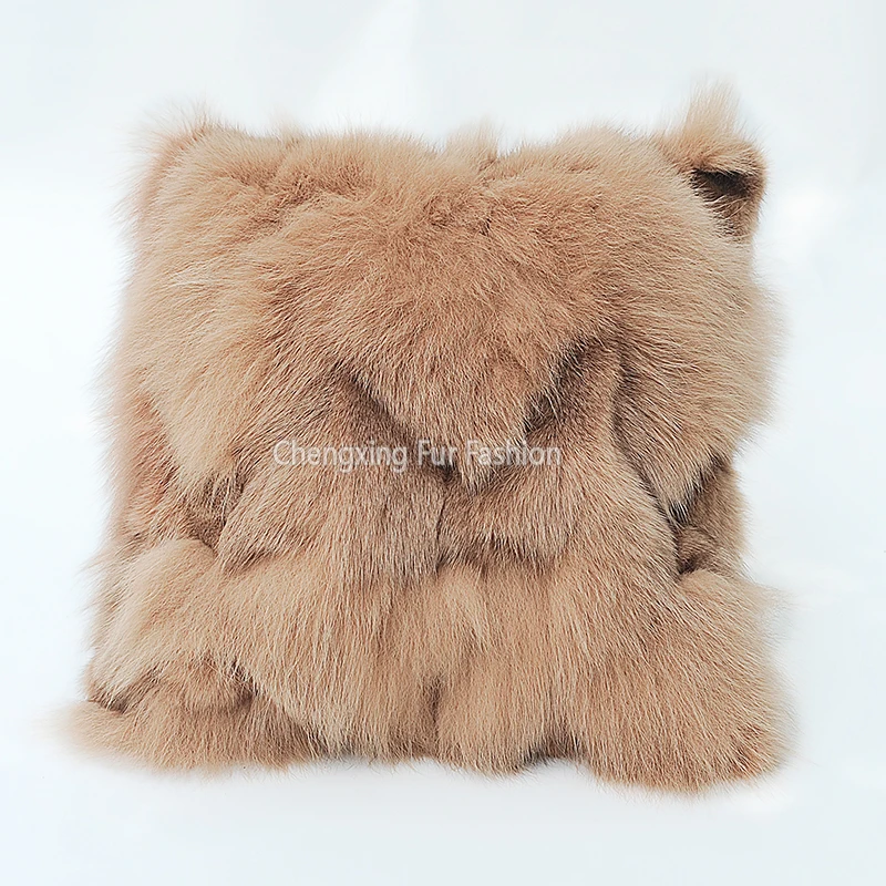 

CX-D-179F Wholesale Seat Sofa Patchwork Fox Fur Cushion Cover Soft Plush Pillow Cover Fluffy Fur