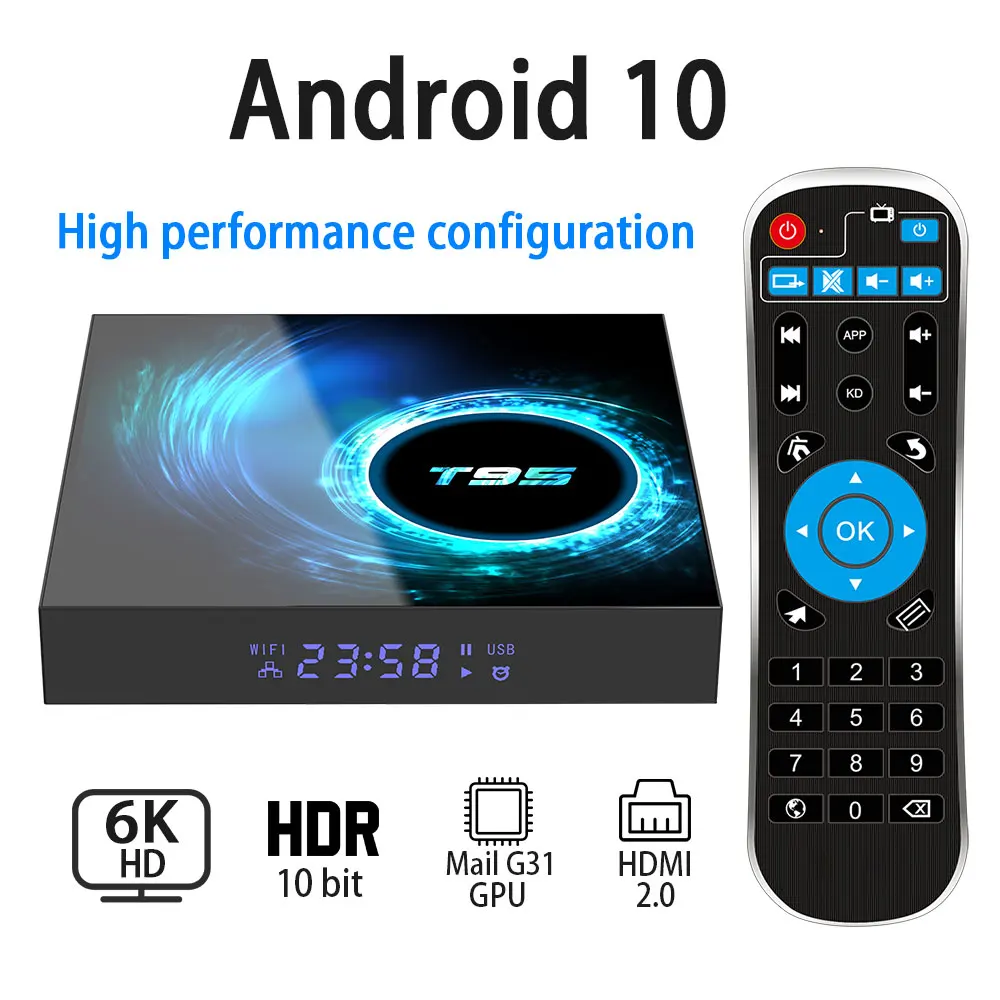 ТВ приставка T95 H616 Android 10 0 6K Wi Fi 2 4G 4 + 64 ГБ Youtube ядра 1080P H.265|ТВ-приставки и