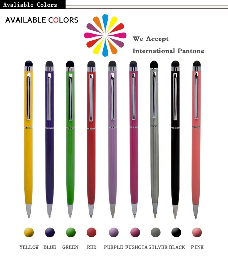 especial atacado caneta de metal caneta publicidade caneta esferográfica de metal artigos de papelaria coloridos toque stylus canetas com logotipo personalizado